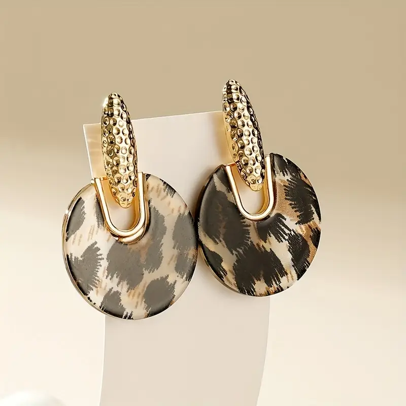 Rounded Leopard Golden Earrings
