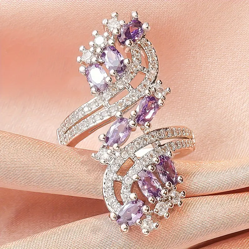 Spiral Purple Zirconia Ring