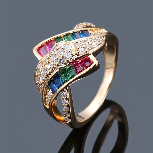 Colorful Irregular Gold Ring
