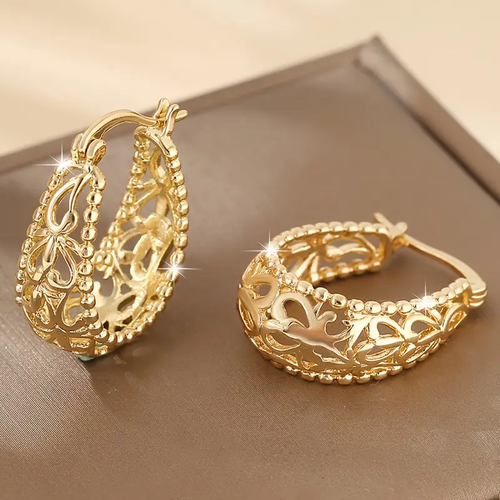 Gold Hollow Basket Earrings