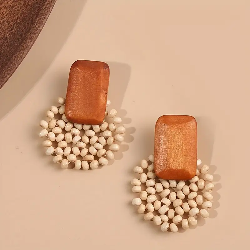 Vintage Brown White Earrings