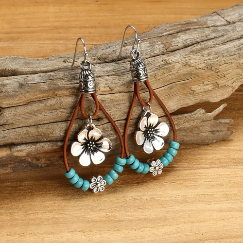 Floral Leather Earrings