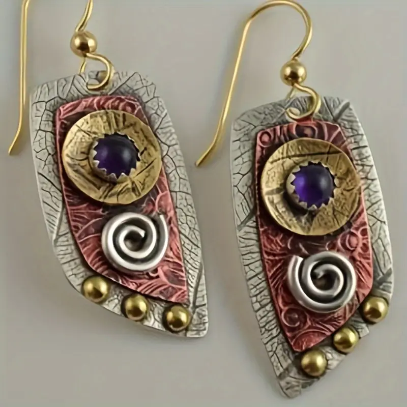 Vintage Brown & Silver Earrings