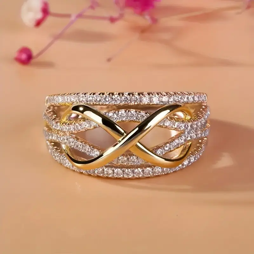 Infinity Golden Zirconia Ring