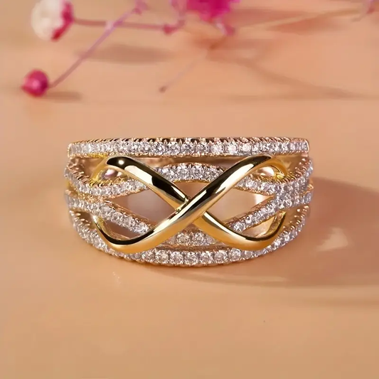 Infinity Golden Zirconia Ring