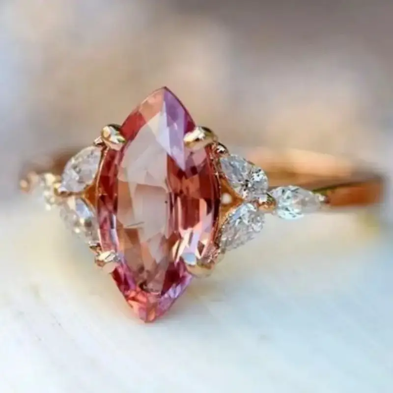 Oval Orange Zirconia Gold Ring