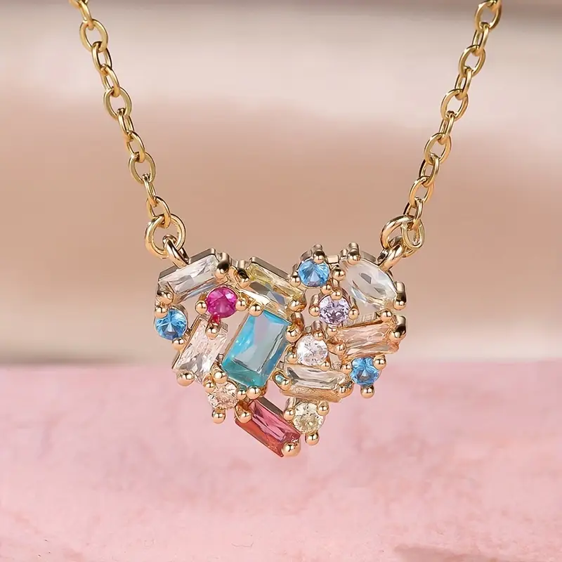 Colorful Crystal Heart Necklace