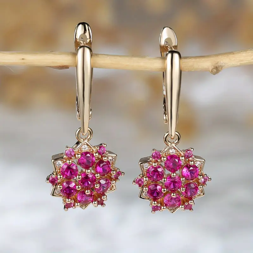 Starlight Flower Pink Gold Earrings