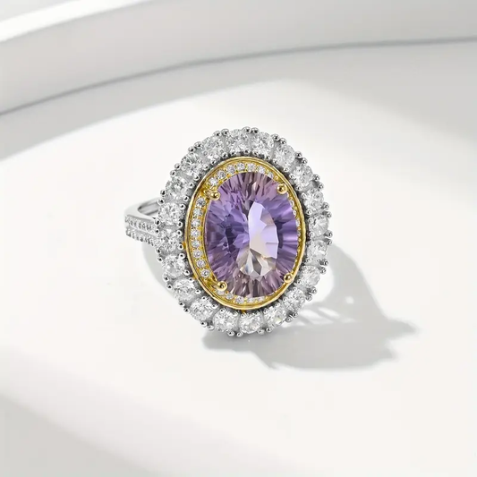 Rounded Purple Zirconia Silver Ring