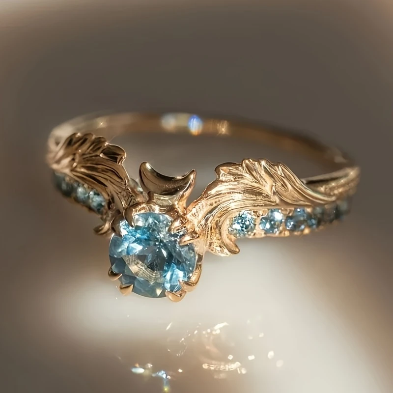 Sparkling Exotic Blue Gold Ring