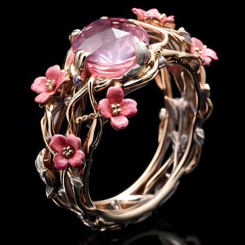Pink Exotic Crystal Nature Ring