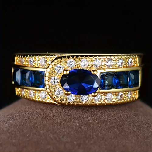 Vintage Blue Zirconia Gold Ring