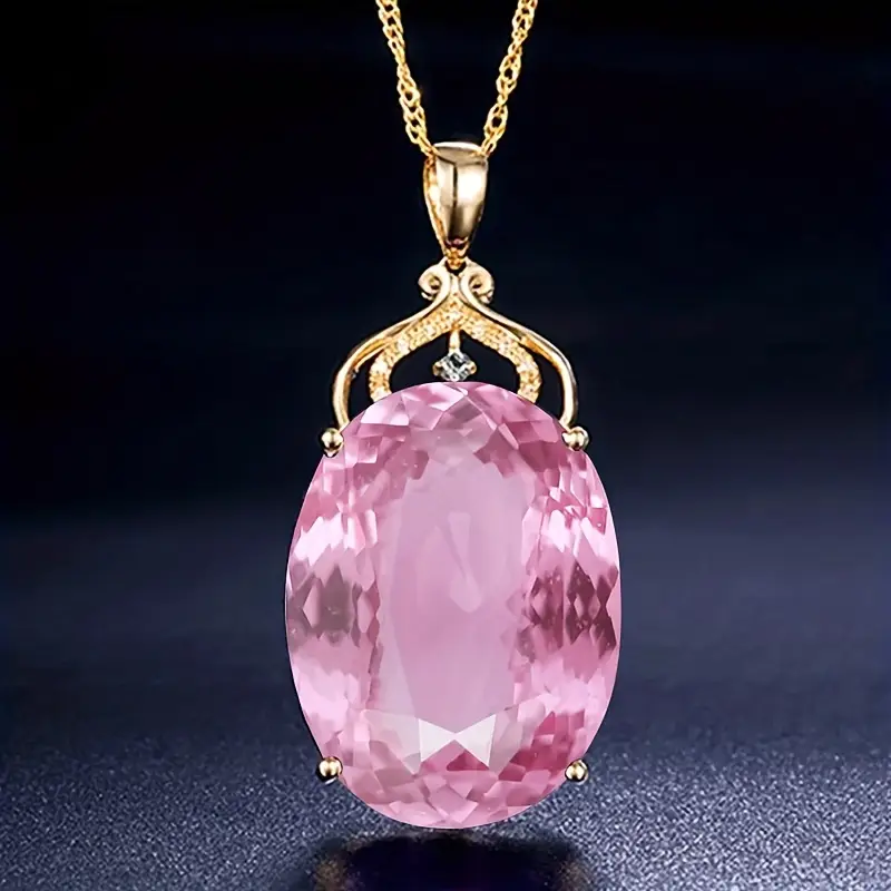 Pink Glass Gold Necklace