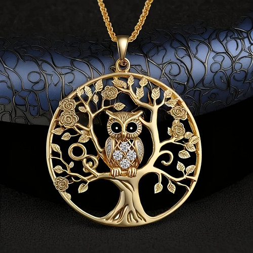 Tree Of Life Golden Owl Necklace