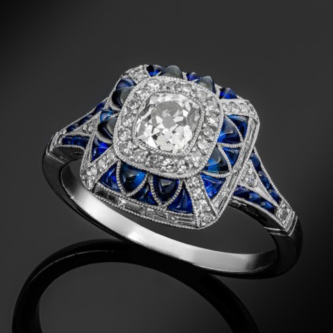Square Blue Bright Ring