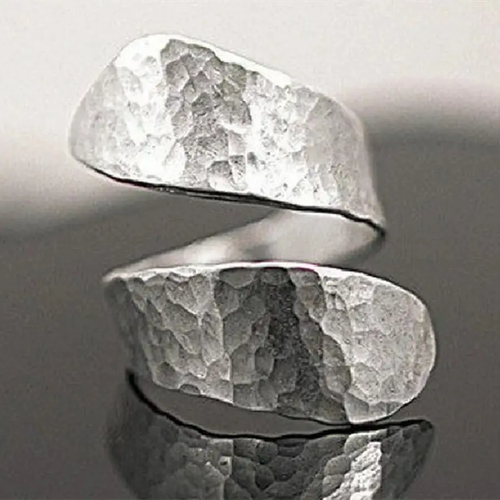 Adjustable Silvered Spiral Ring