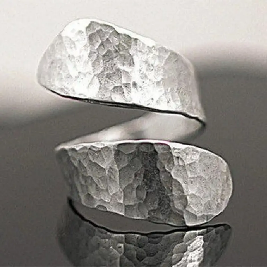 Adjustable Silvered Spiral Ring