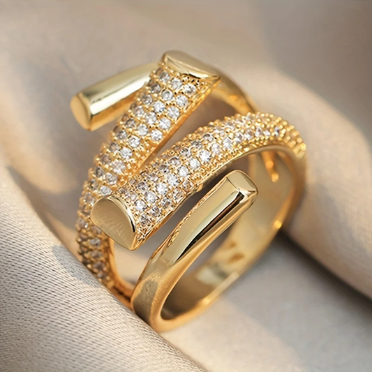Irregular Form Bright Gold Ring