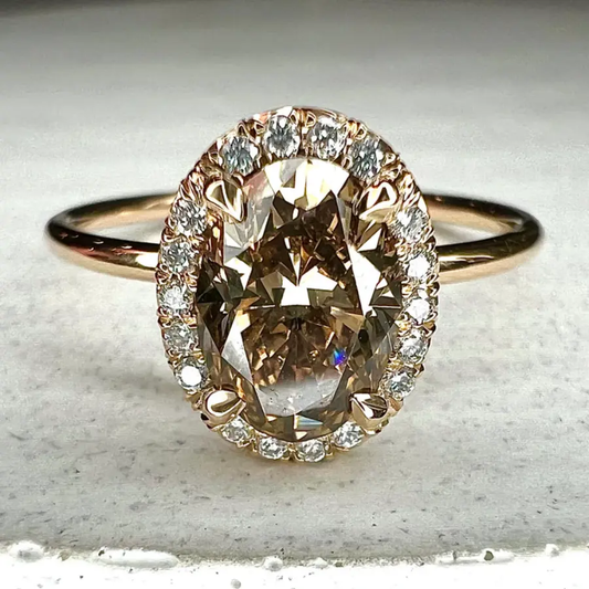 Exquisite Rounded Glass Gold Ring