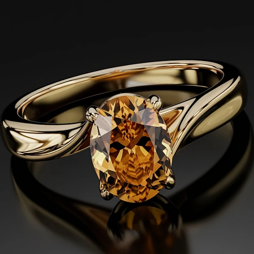 Orange Oval Glass Gold Ring