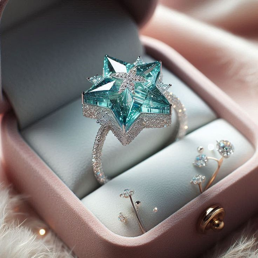 Turquoise Crystal Star Ring