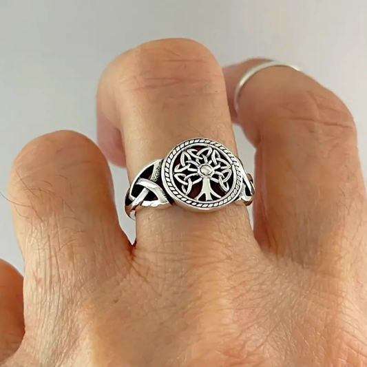 Tree of Life Seal Silvered Ring
