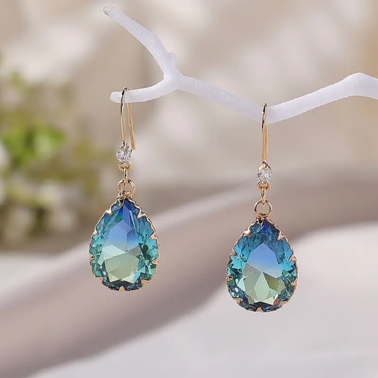 Vintage Crystal Drop Blue Earrings