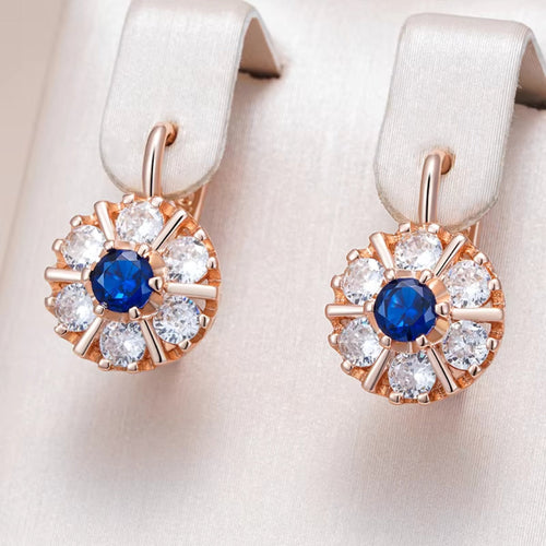 Rounded Blue Crystal Rounded Earrings