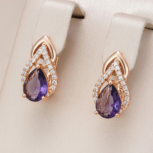 Elegant Purple Crystal Drop Earrings