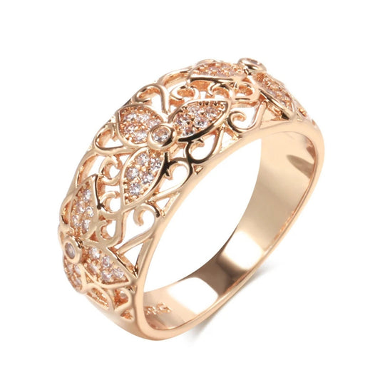 Elegant Hollow Bright Gold Ring