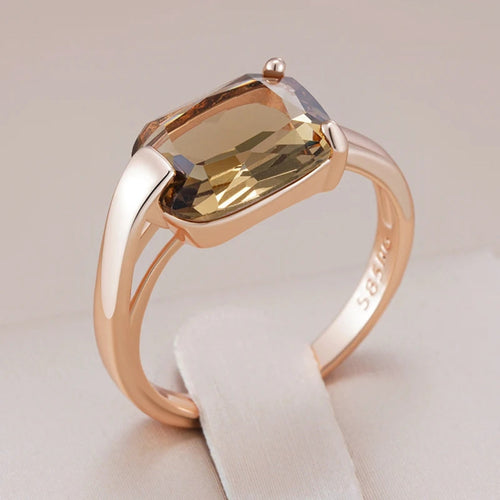 Elegant Orange Greenish Crystal Ring