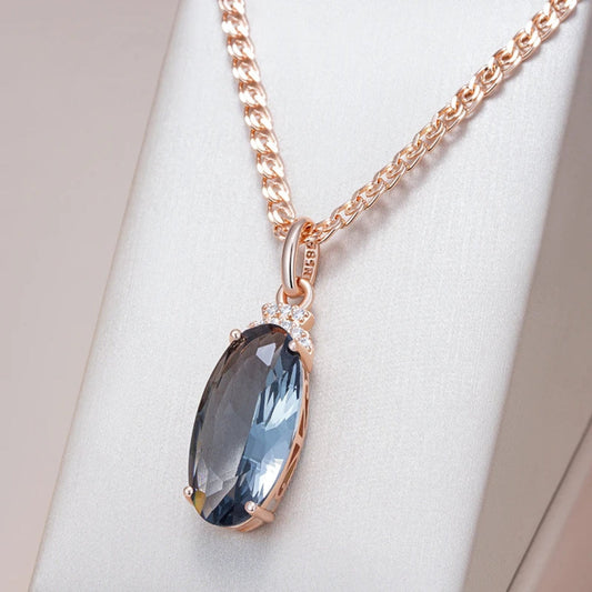 Elegant Blue Oval Gold Necklace