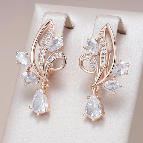 Elegant White Crystal Flower Earrings