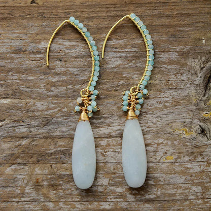 Elegant Amazonite & Gold Drop Earrings
