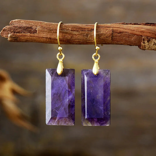 Moonlit Amethyst Gold Earrings